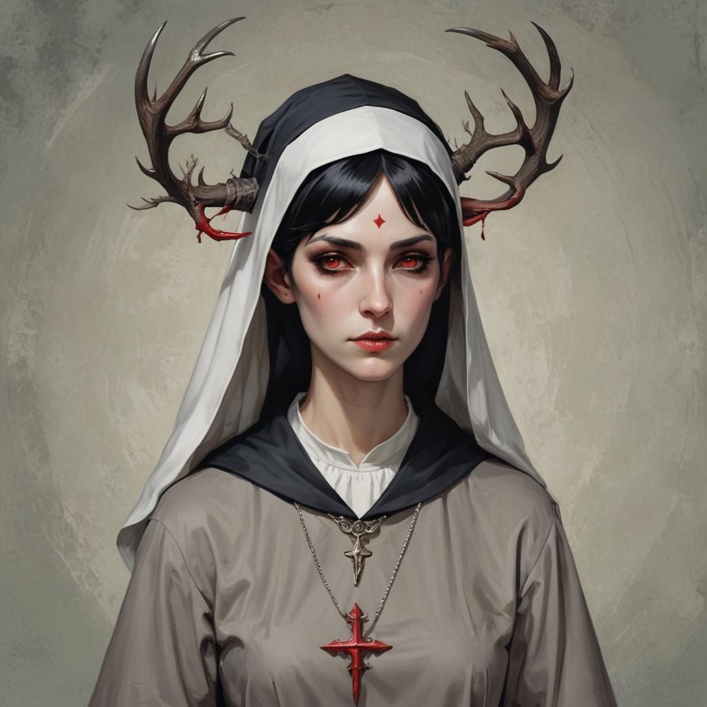 Fae Roman Catholic Nun with Antlers