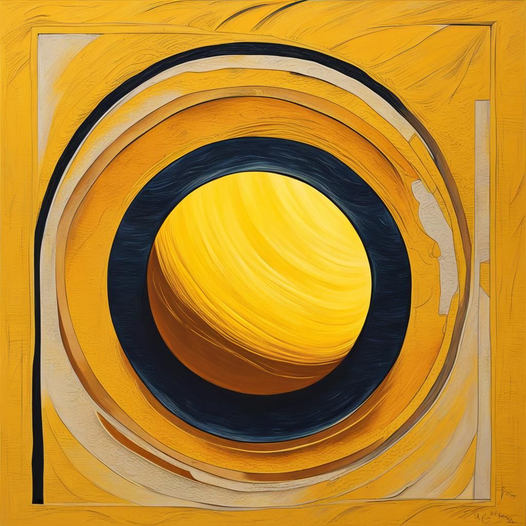Abstract Yellow Moon Art with Complementary Colors