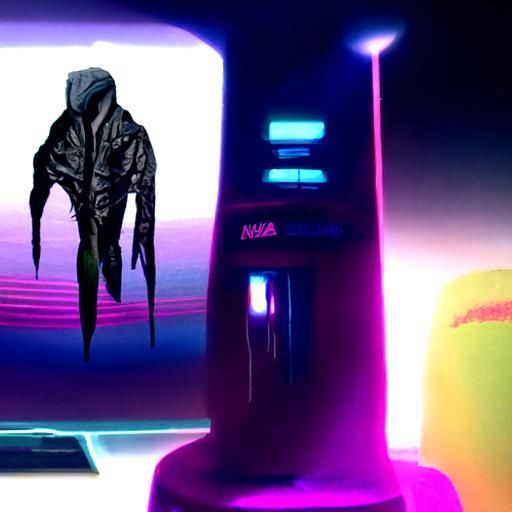 Hooded Alien Creature in Synthwave Neon Style