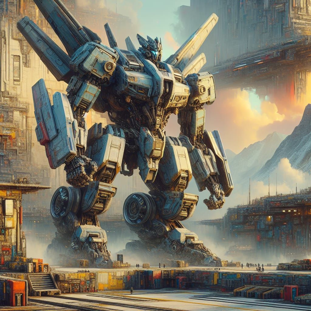 Airforce Transformer in a Fantastical Matte Painting