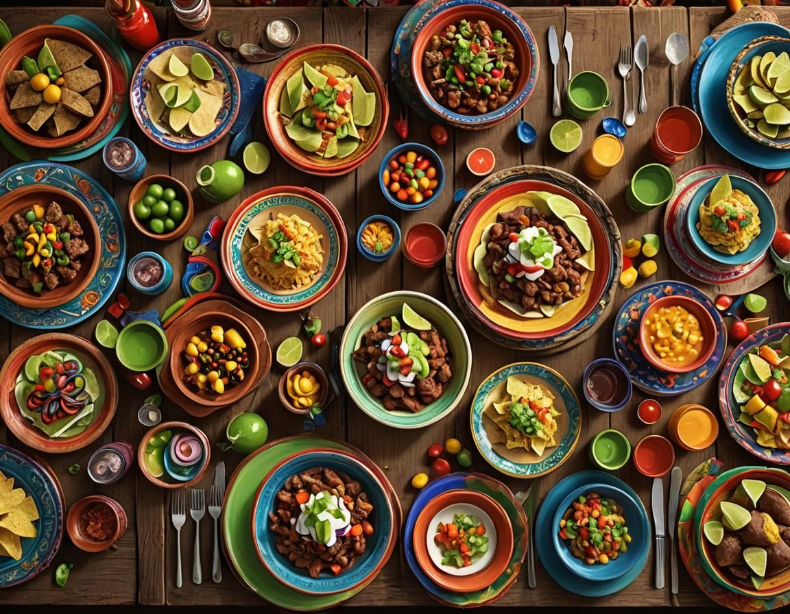 Cinco De Mayo Dinner in Matte Painting Style