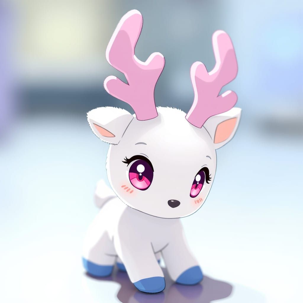 Cute White Deer with Colorful Antlers