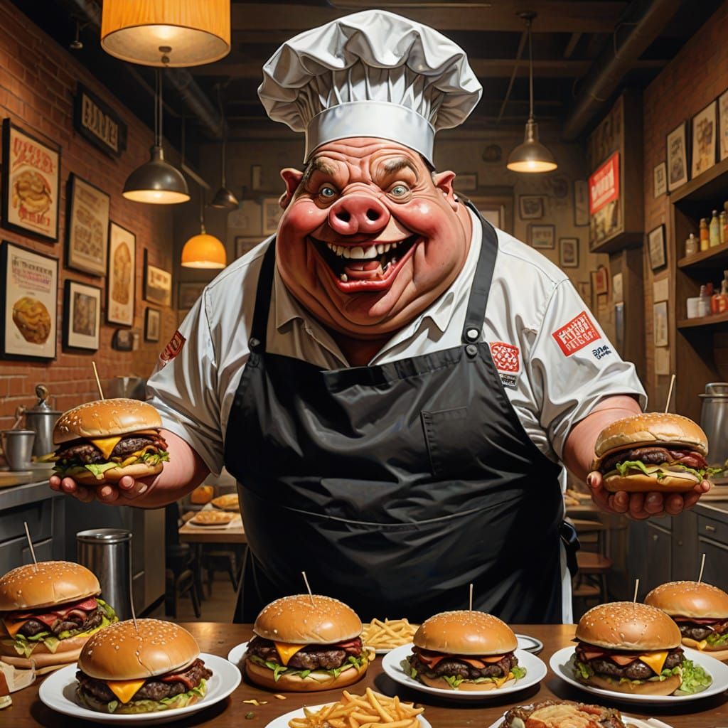 Fast Food Frenzy in Mad Magazine Style