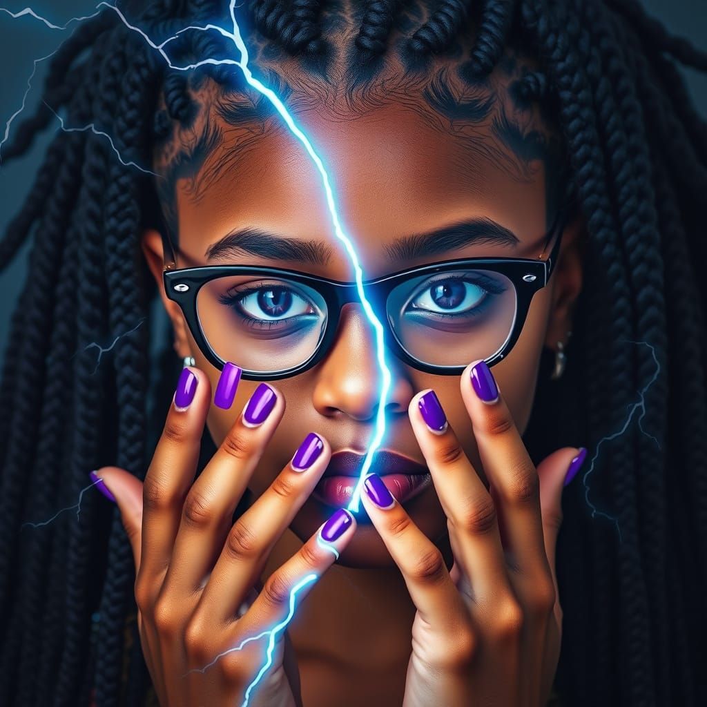 Mystical Brown Skinned Teenage Girl in Ethereal Glow with Li...