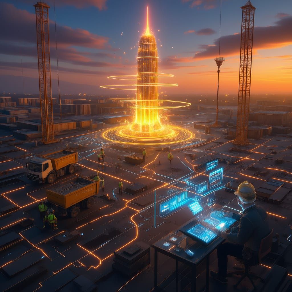 Construction Site Golden Hour: System Theory Visualization