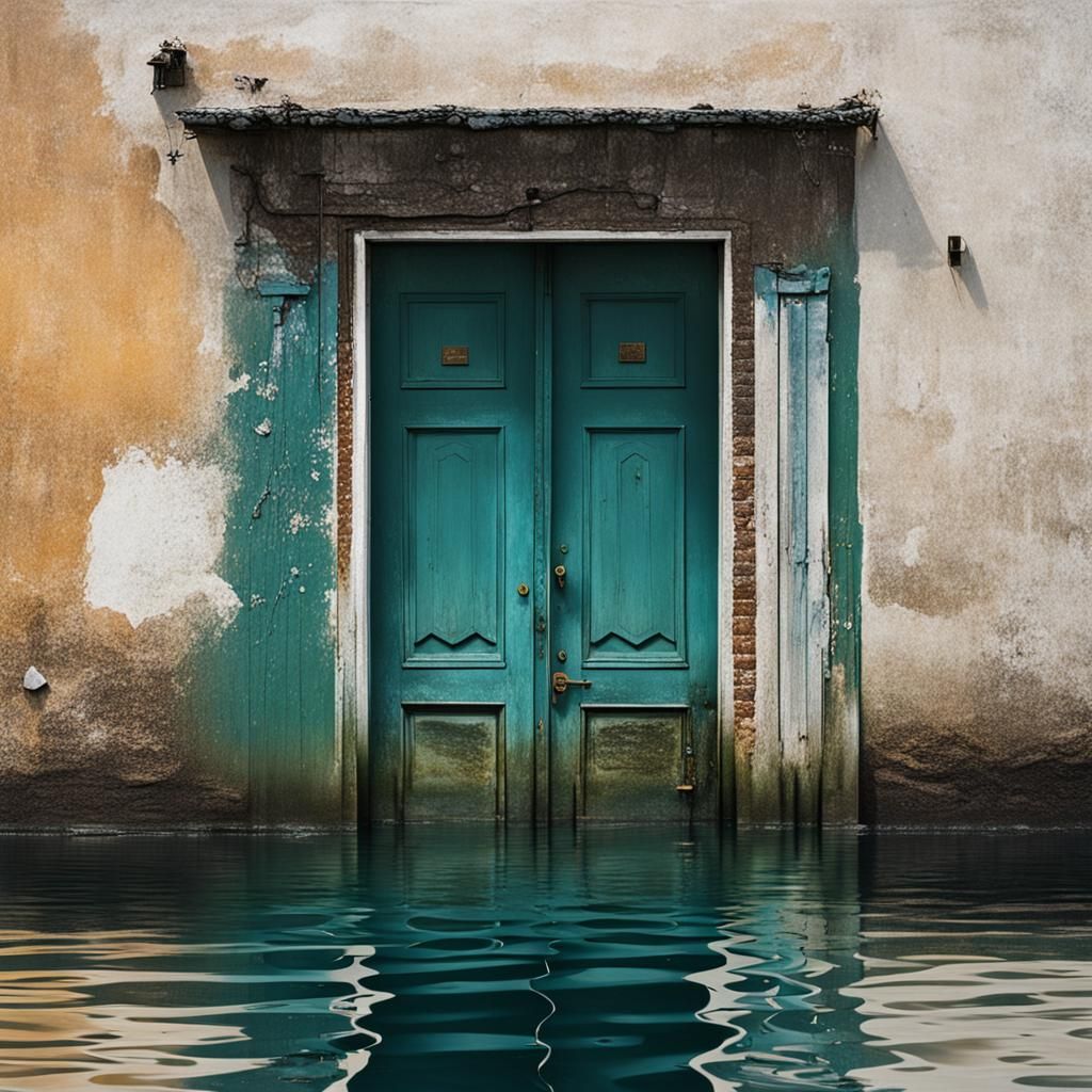 Mysterious Door Surrounded by Water