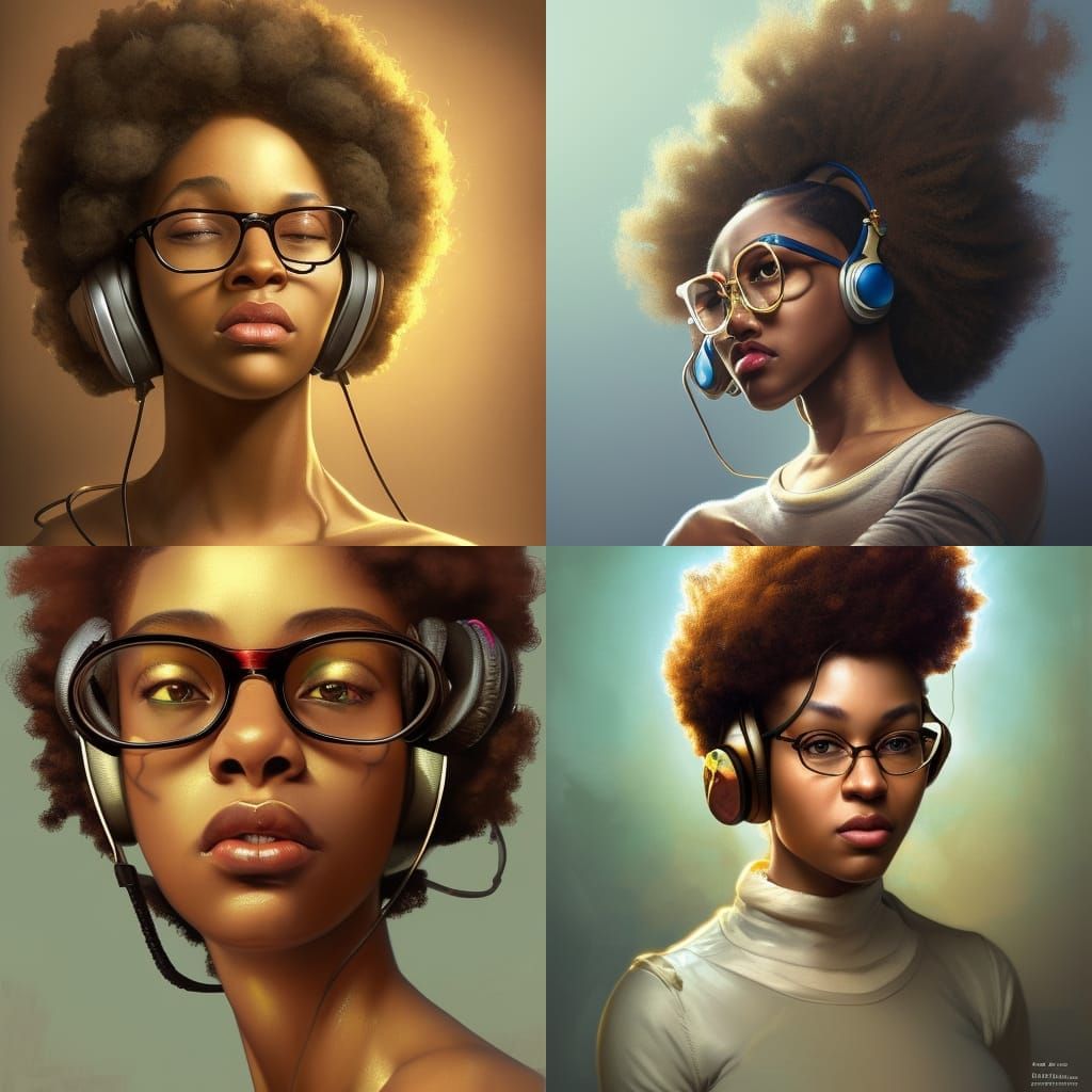 African Girl Portrait with Afro in Artgerm Style
