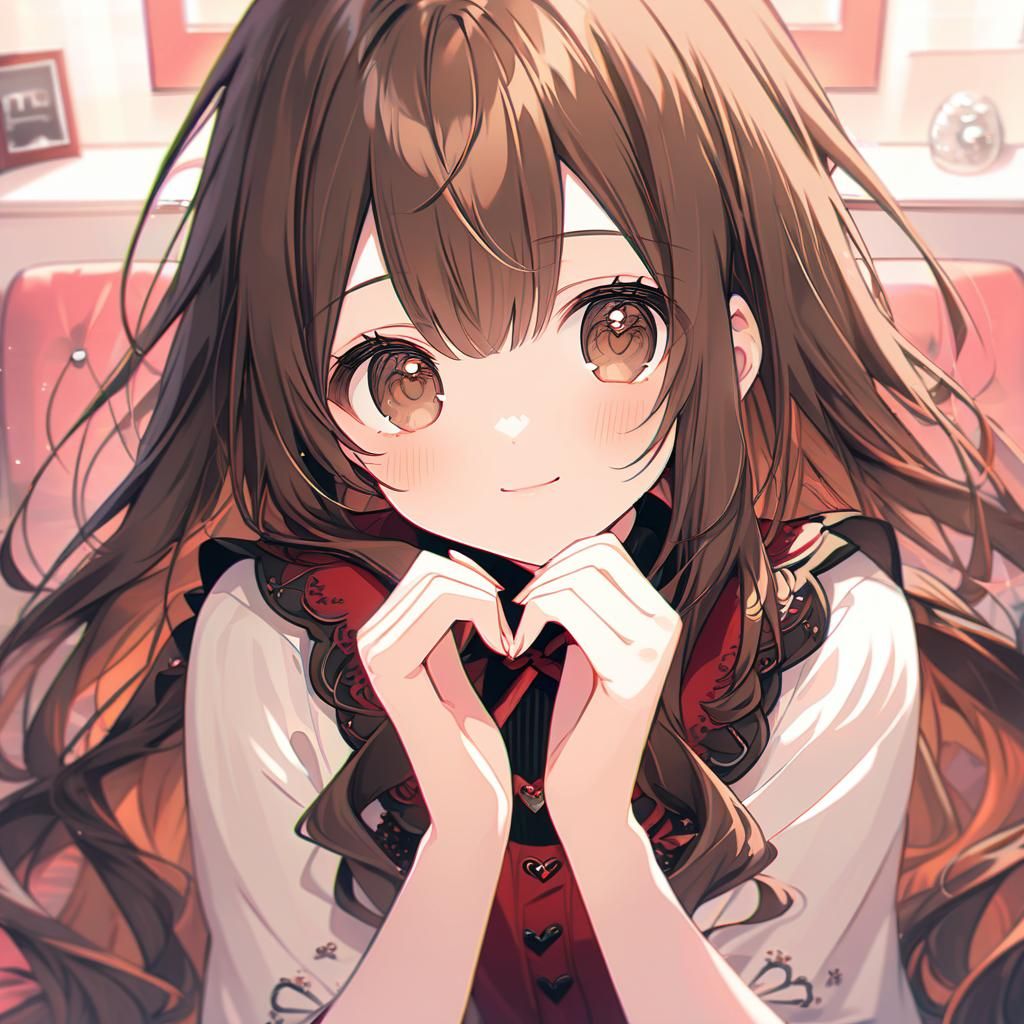 Anime Girl Portrait with Heart Hands