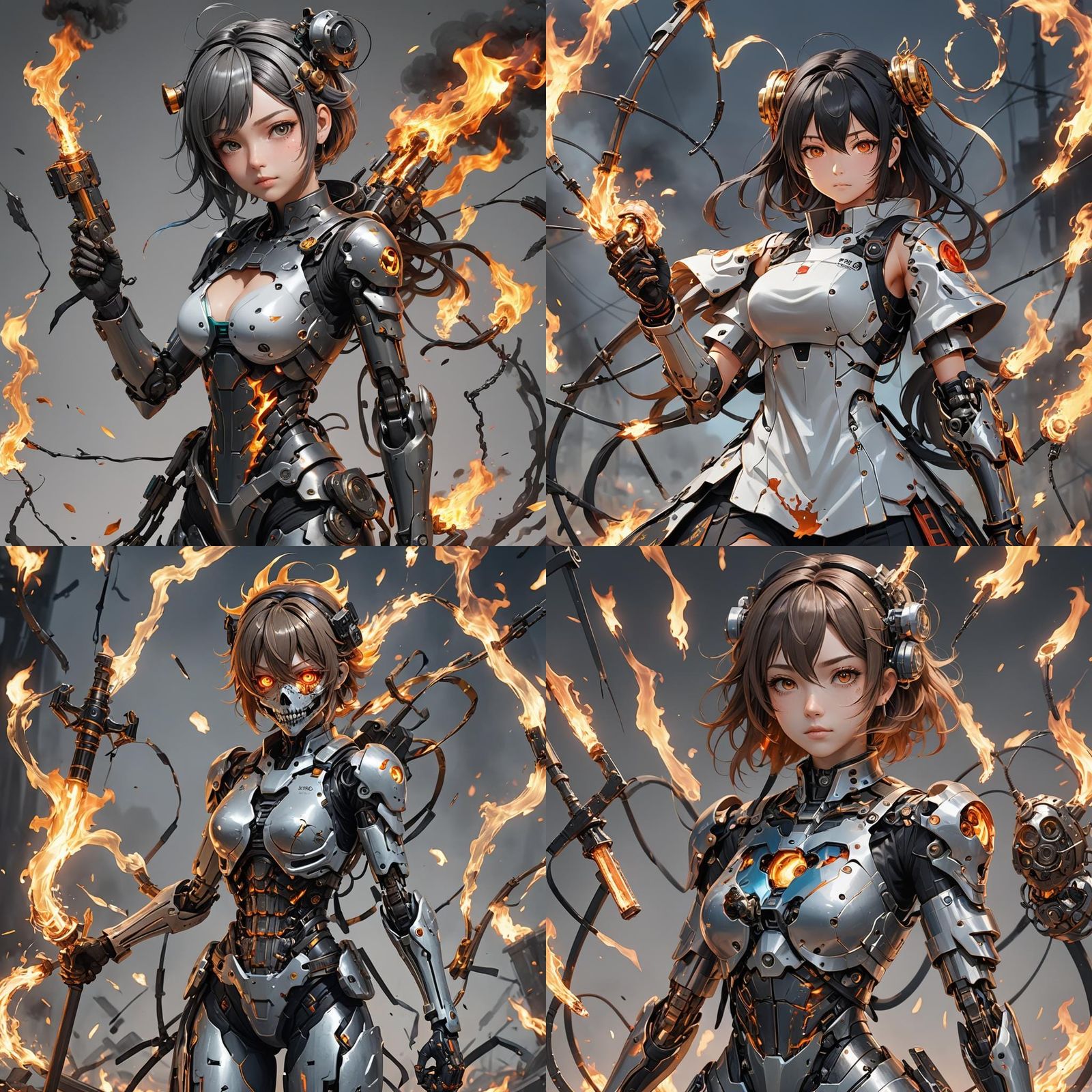 Carpenter with Skull Face in Anime Style