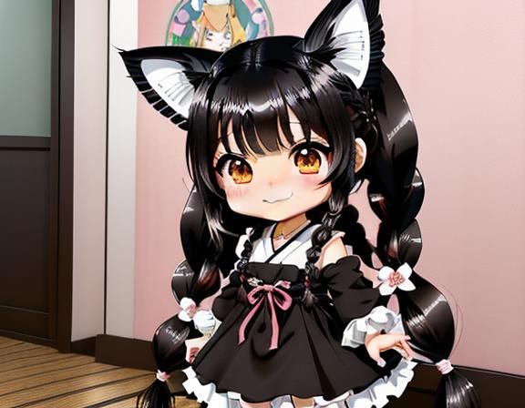 Cute Chibi Nekomimi in Harajuku Fashion