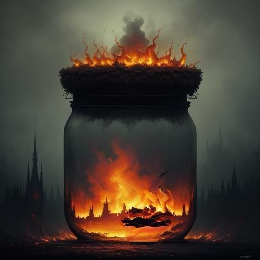Fairy in Jar Observes World Burning