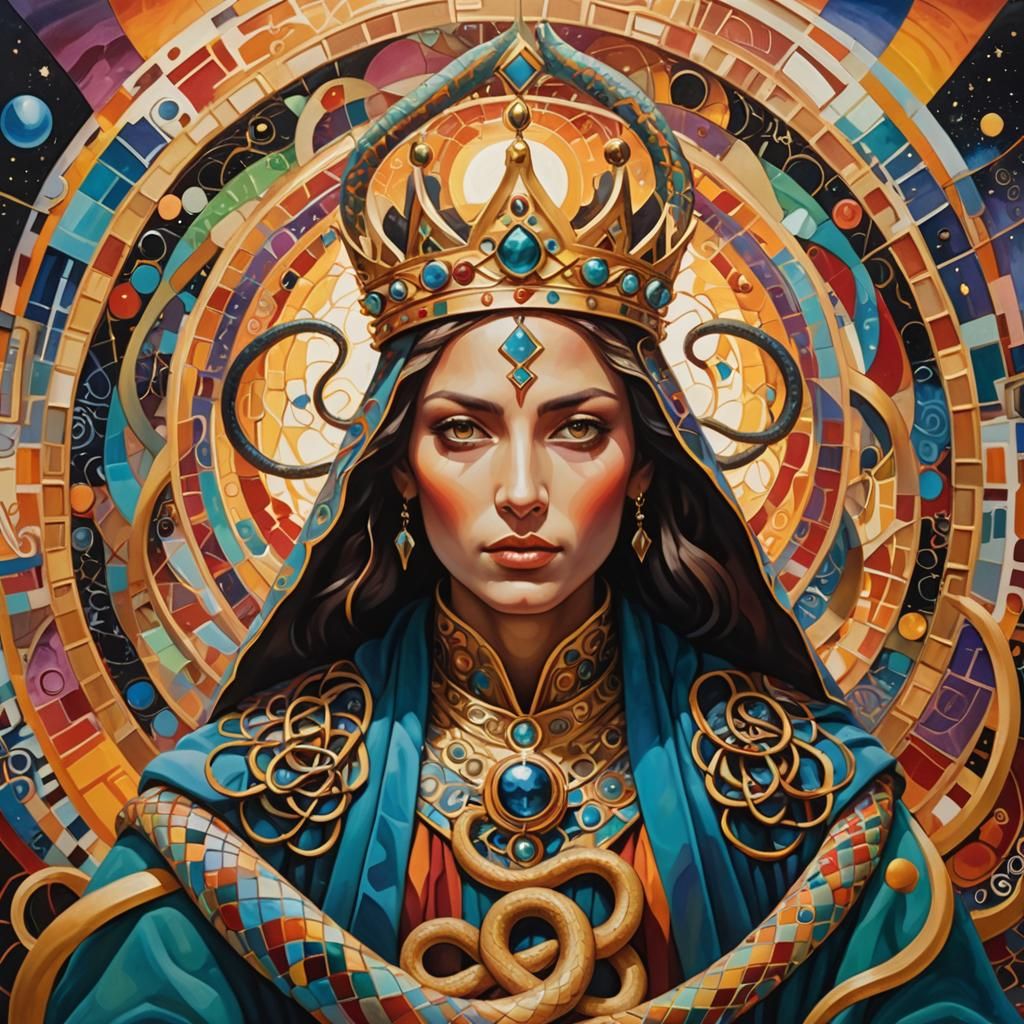 Mystical Figure Ascends in Surrealist Oil Painting