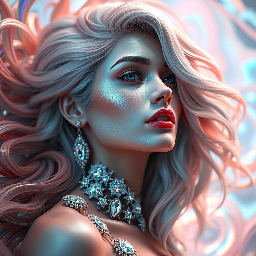 Pearlescent Goddess in Iridescent Splendor