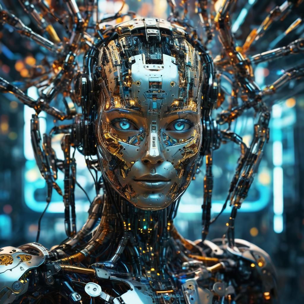 Cybernetic Face Assembly: Hyper-Realistic Concept Art