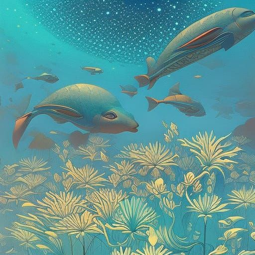 Alien Ocean: Unearthly Life Forms in a Vibrant Landscape