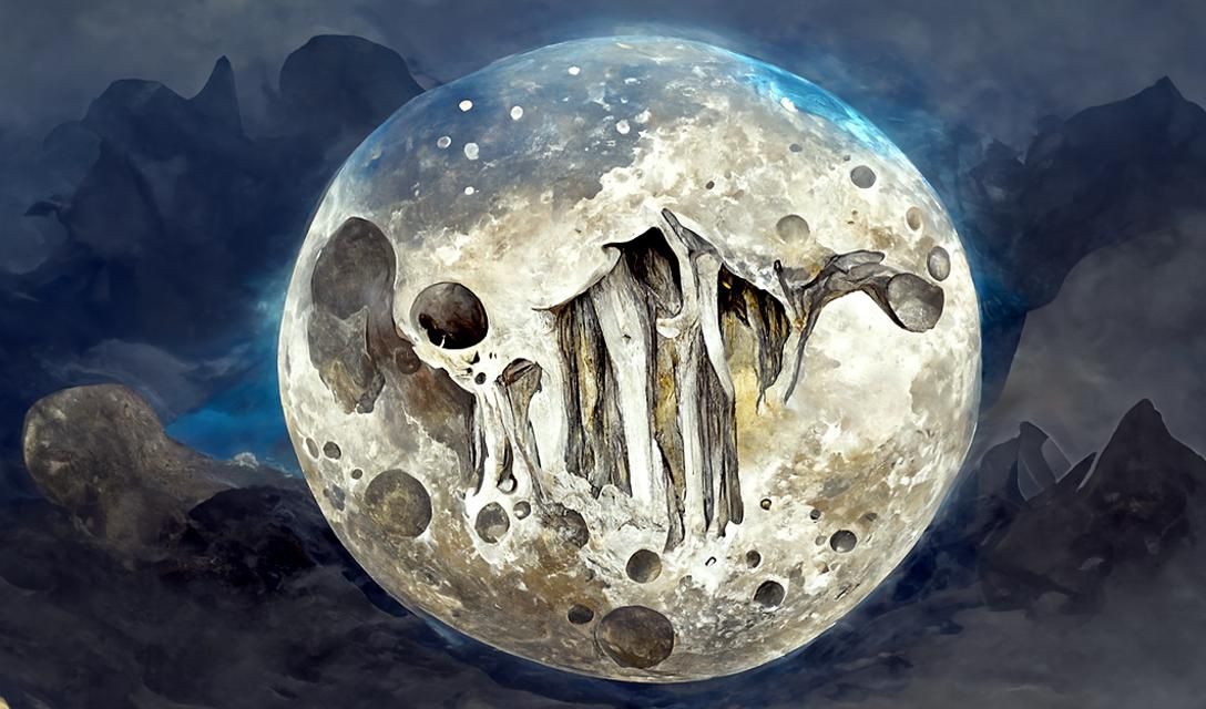 Moon with Bones: Dark Fantasy Concept Art