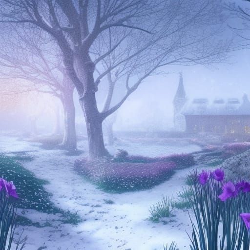 Spring Flowers Overcome Winter: A Matte Painting