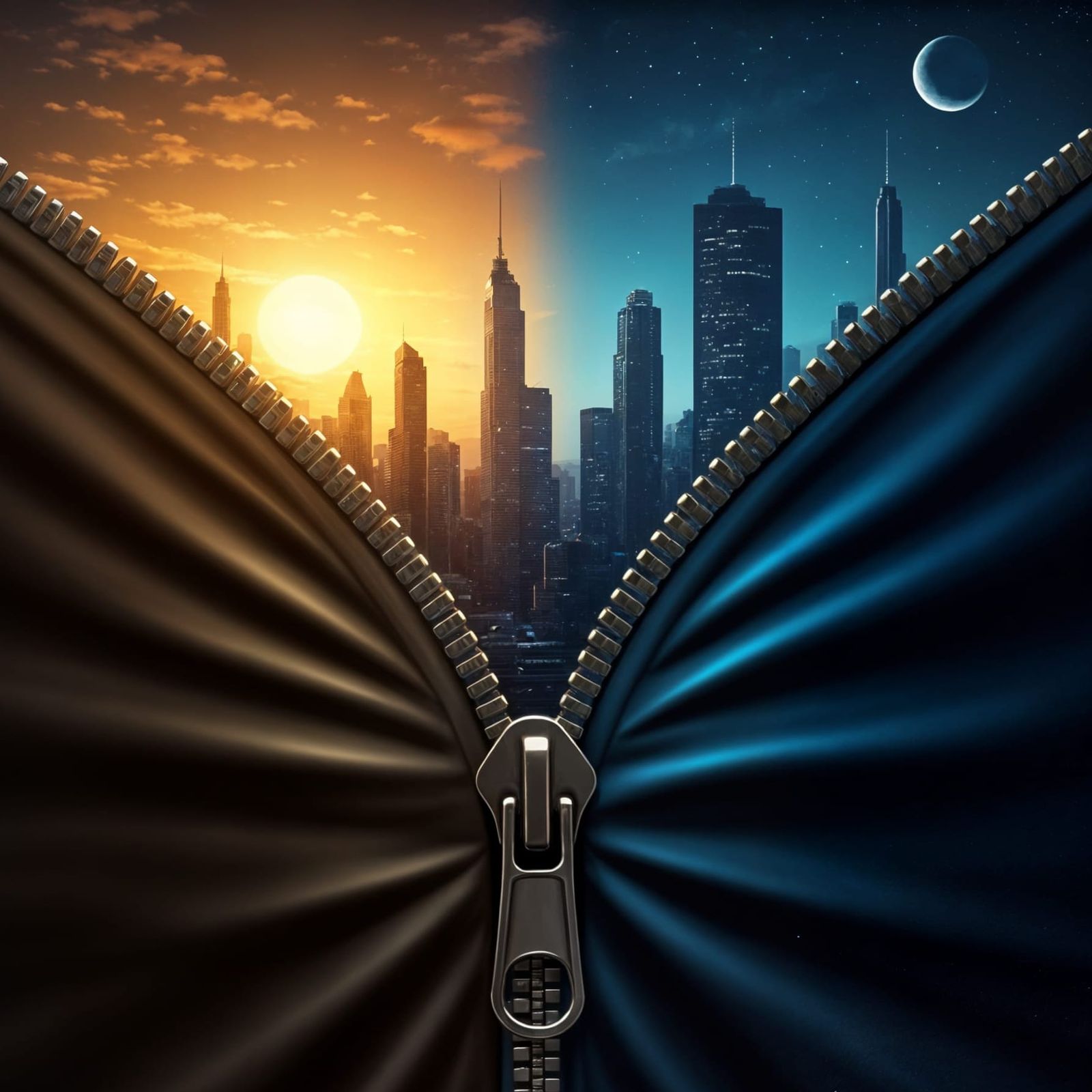 Day and Night Separated by a Zipper