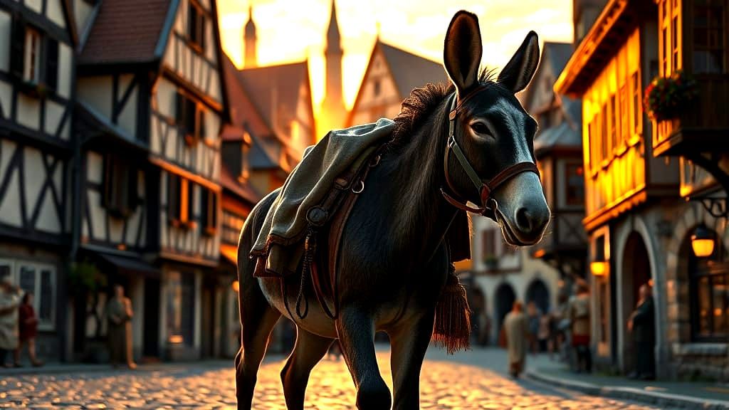 Majestic Donkey Carries Jesus Through Historic Rothenburg ob...