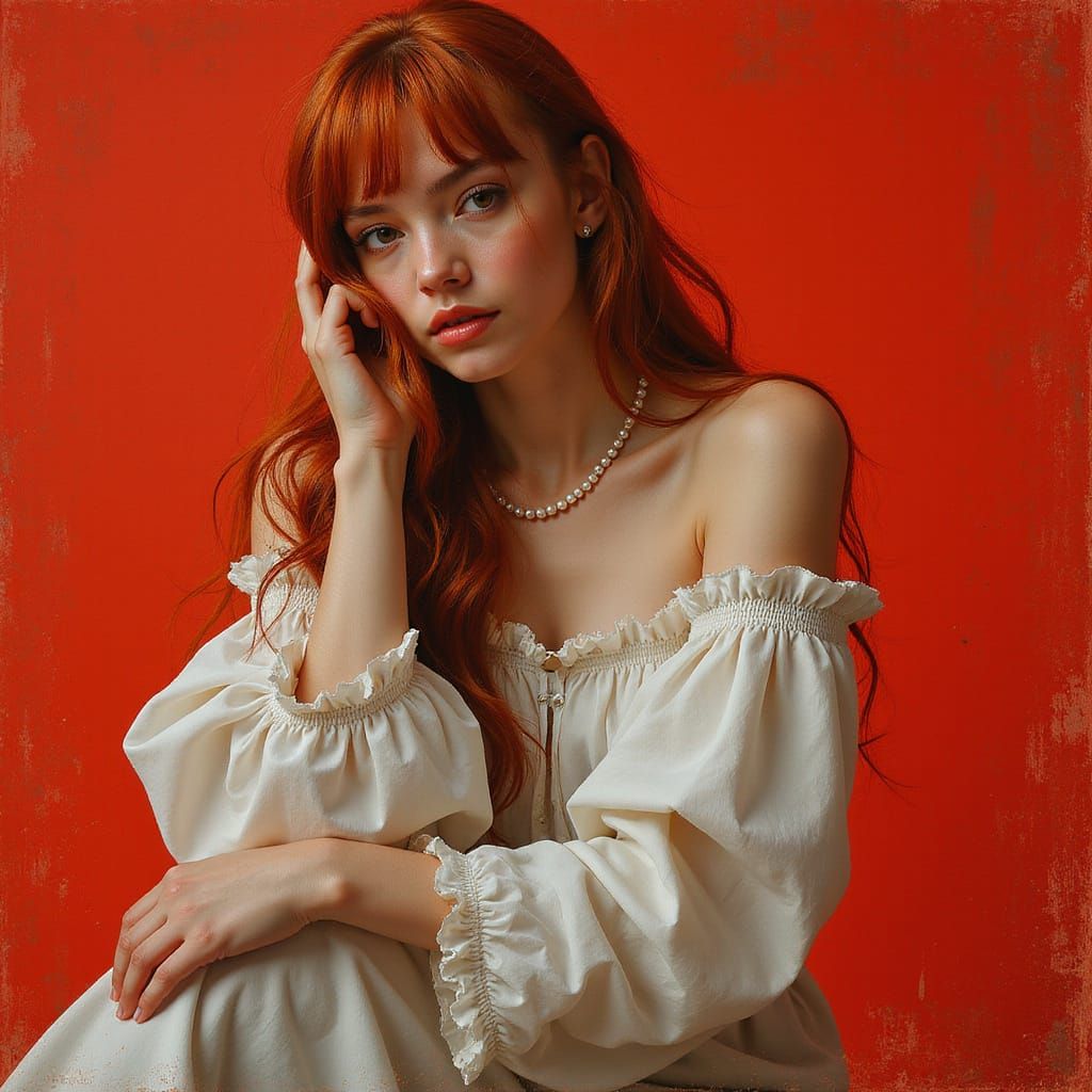 Ethereal Expressionism: Woman in Quiet Intensity