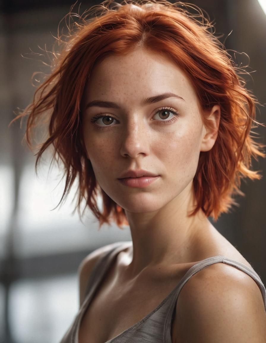 Red-Haired Person in Cinematic Portrait