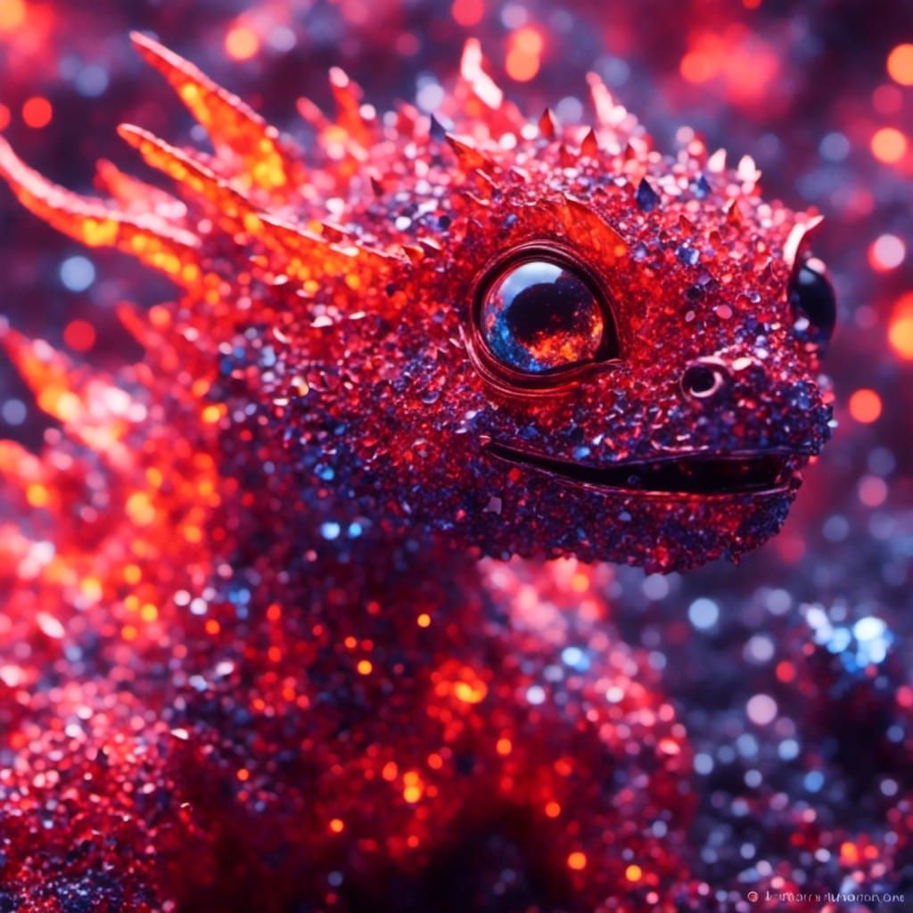 Frosted Crystal Fire Dragon Hatchling Microportrait
