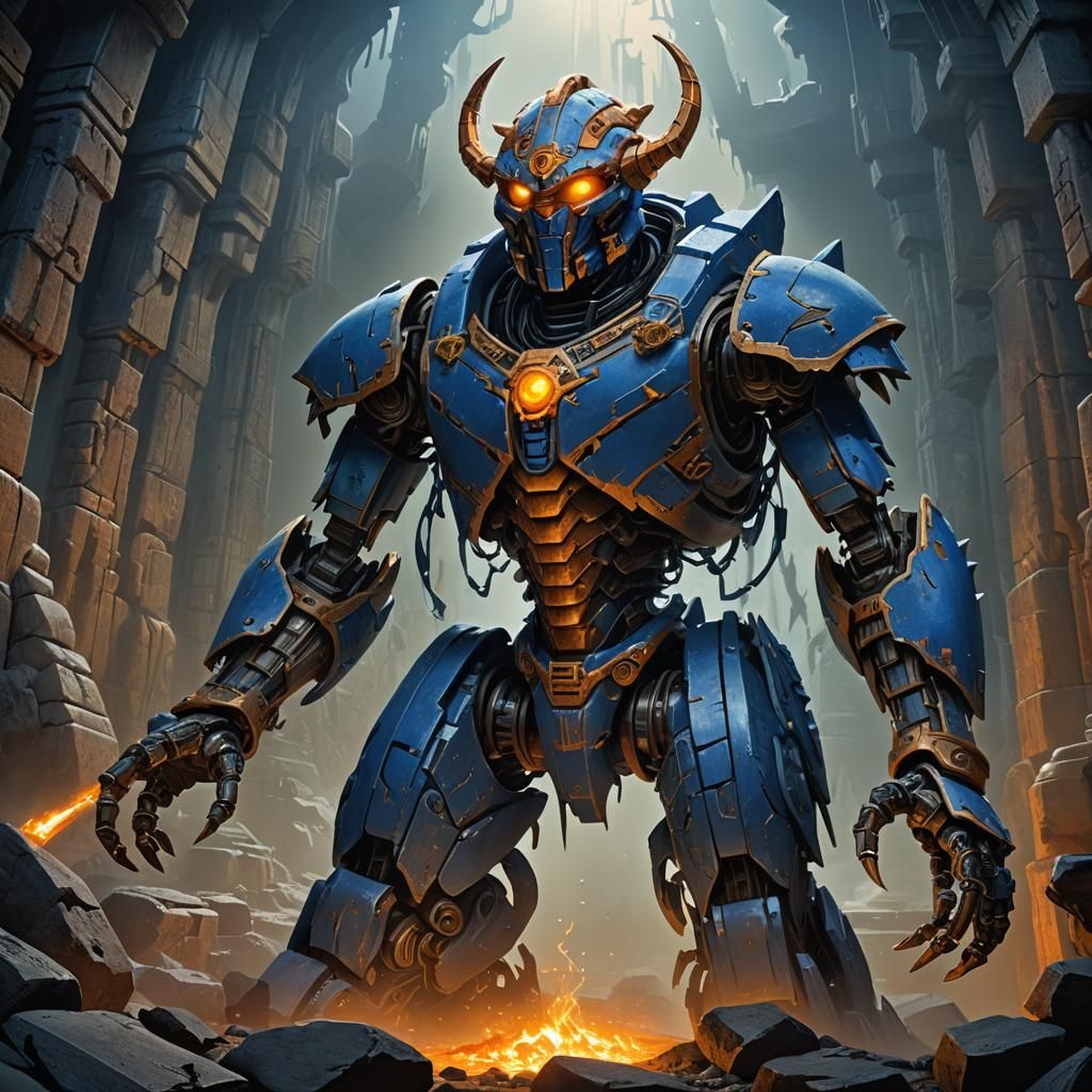 Golem in Spiked Pit Trap: Fantasy Concept Art