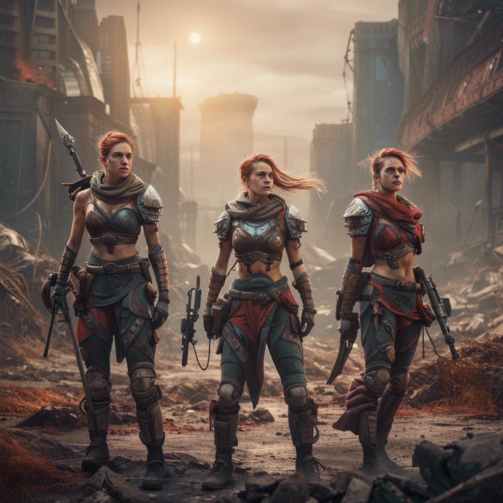 Female Warriors in Post-Apocalyptic Landscape