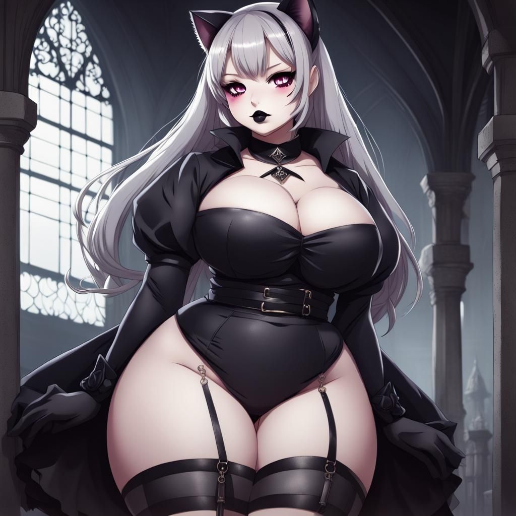 Gothic Cat-Girl with Anime Art Style