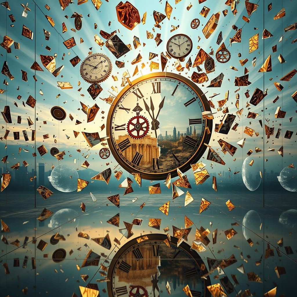 Ethereal Time Fractals in Shattered Clockwork