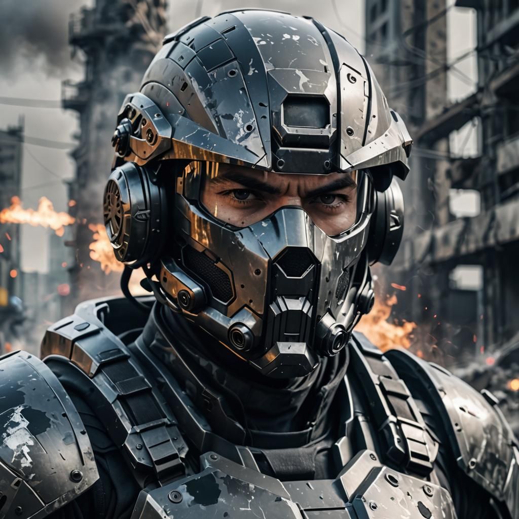 Futuristic Soldier in Heavy Armor, Digital 3D Art