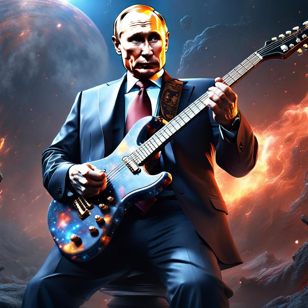 Putin Shreds on Electric Guitar in Space
