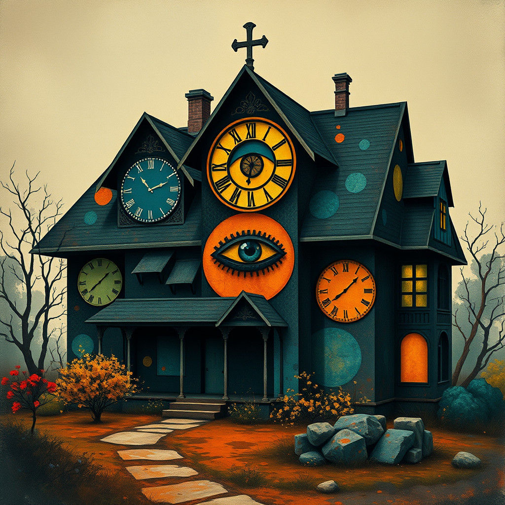 Tragic House in Art Nouveau Style, Matisse-Inspired