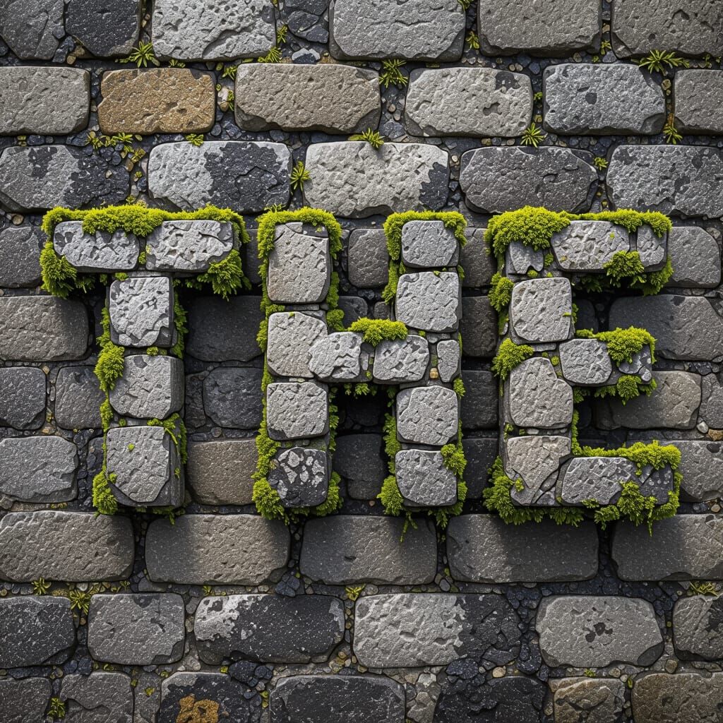 Mossy Cobblestone Letters Spell "THE"