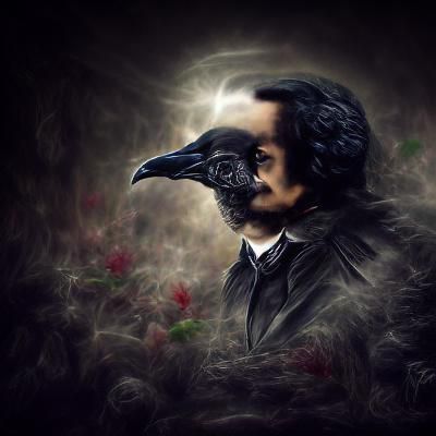 Gothic Raven on Bust Illustration