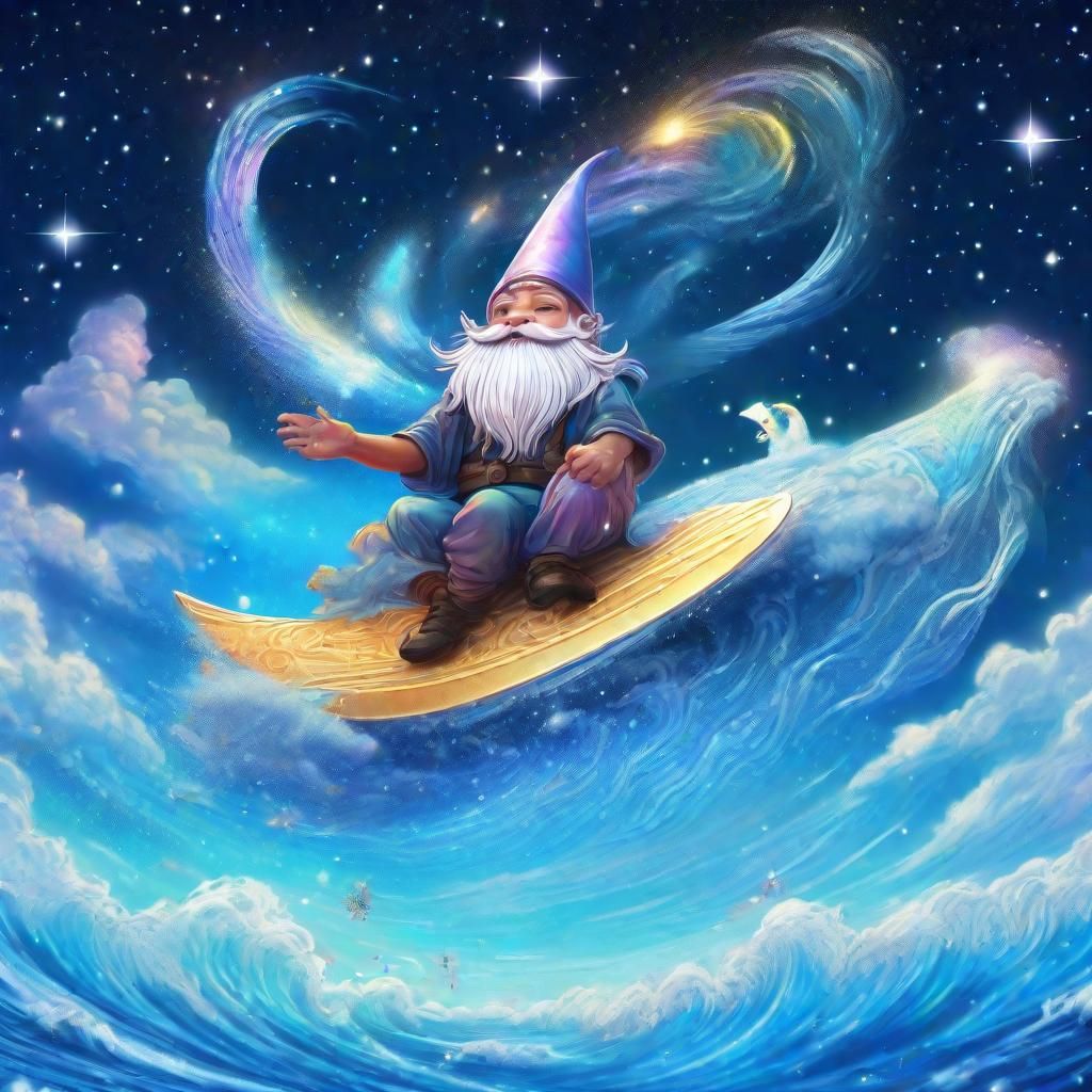 Surreal Cosmic Gnome Rides Comet in Hyper-Detailed Anime Sty...