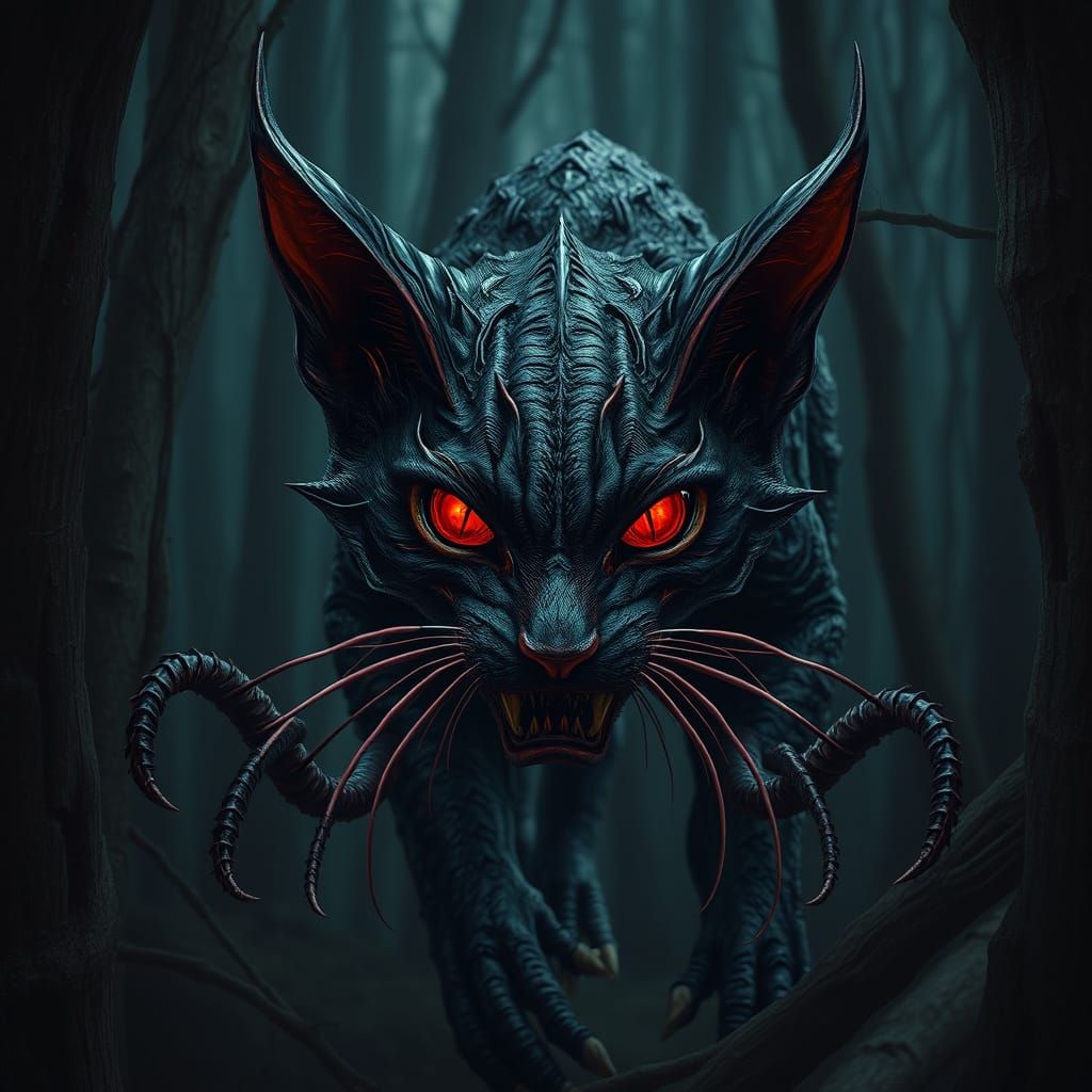 Cyberpunk Cat of Dark Cosmic Power