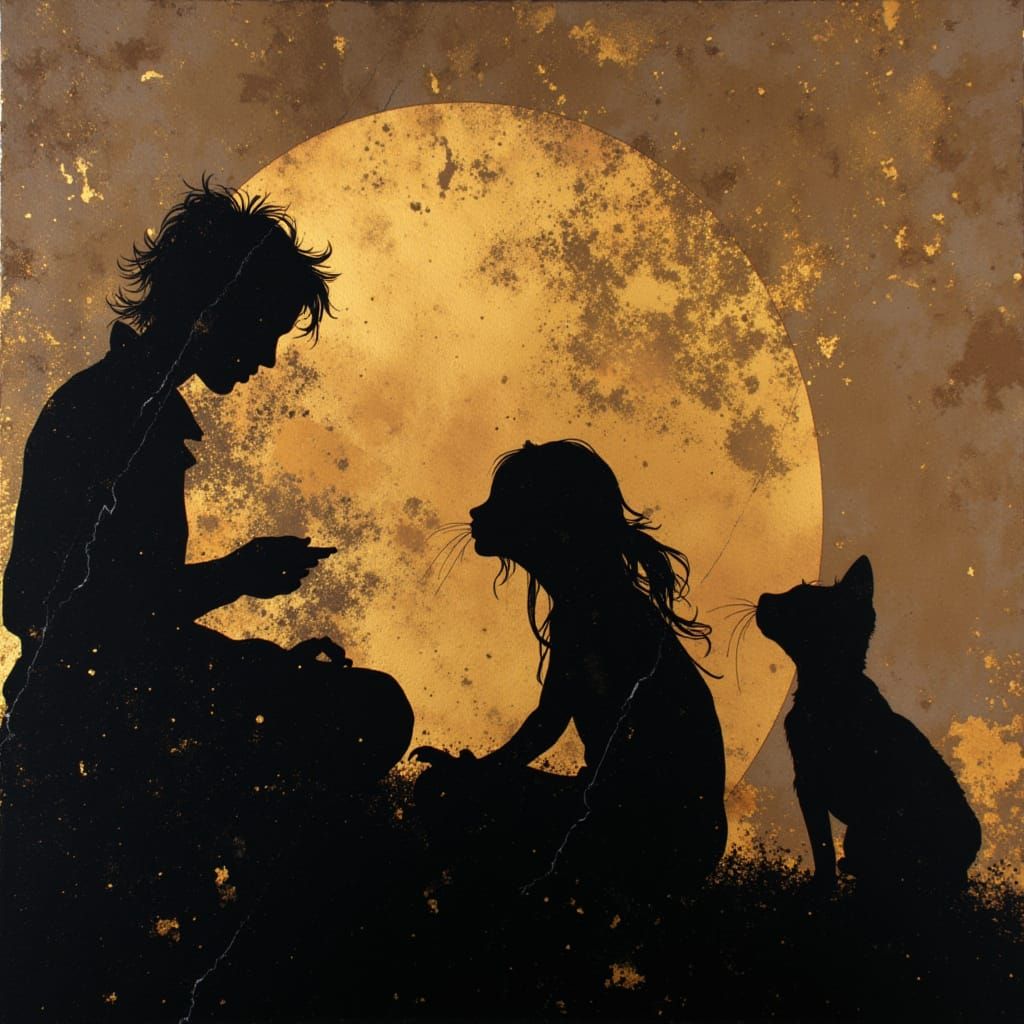 Black and Gold Silhouette Art