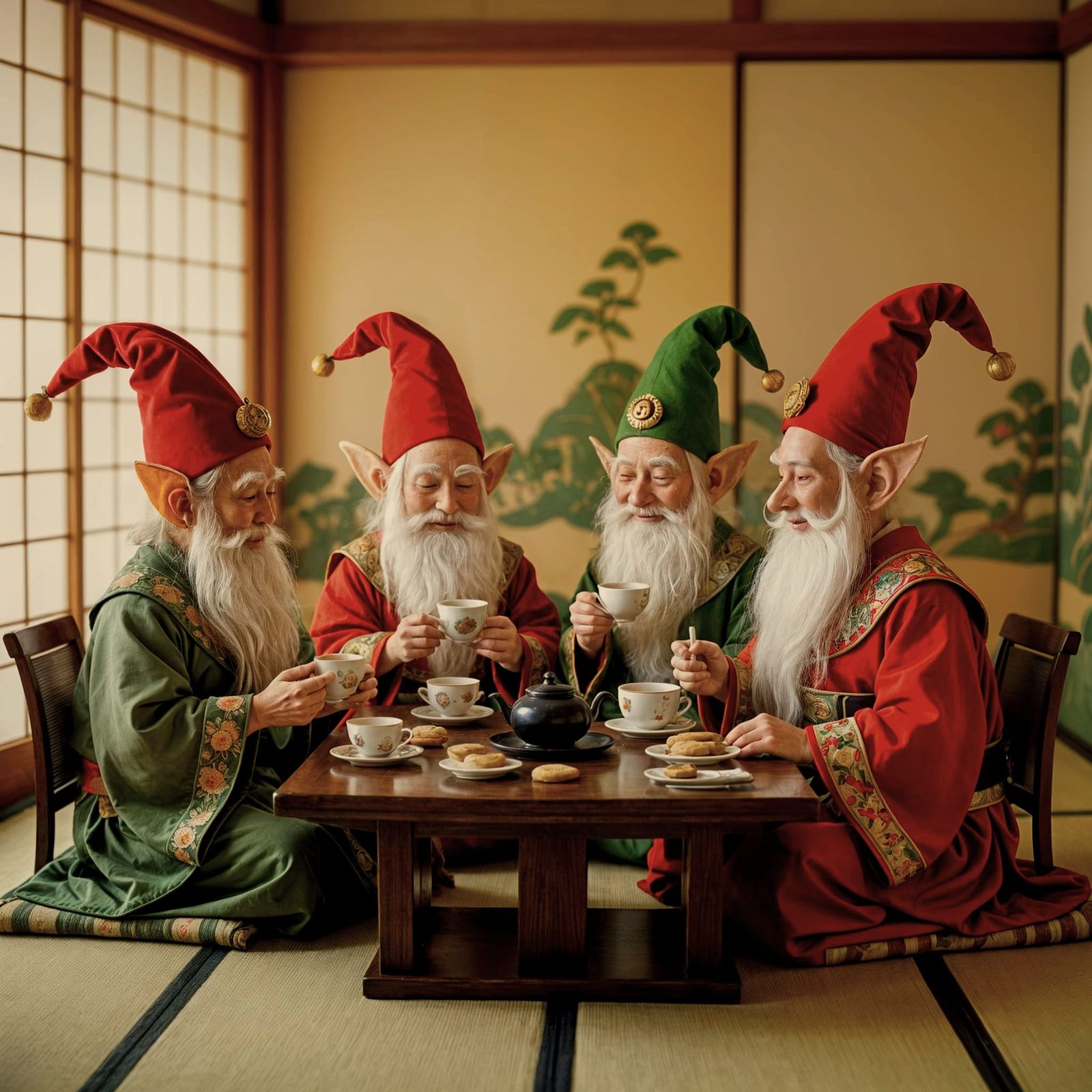 Keebler Elves Enjoy Tea Ceremony in Bosch & Sparnaay Style