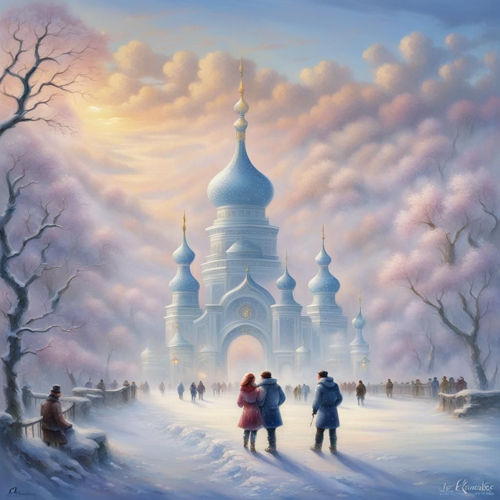 Couple Plays in Snow, Ethereal Fantasy Style