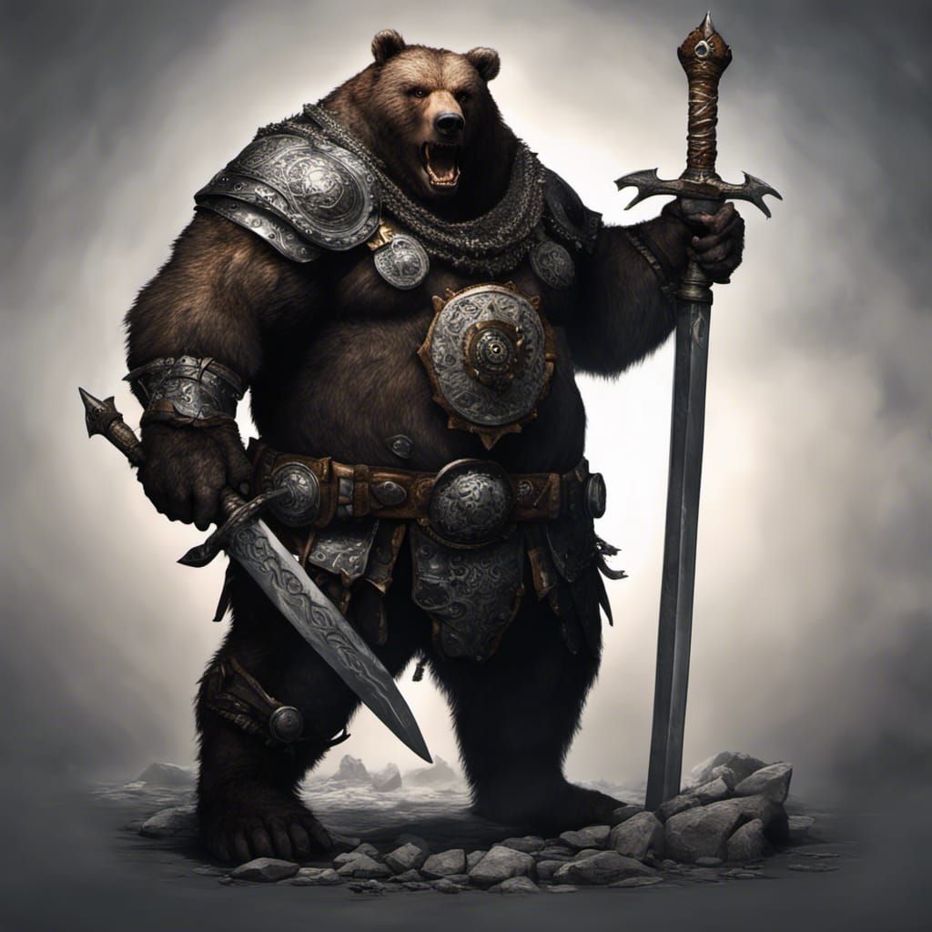 Shadow Barbarian Grizzly Bear with Greatsword