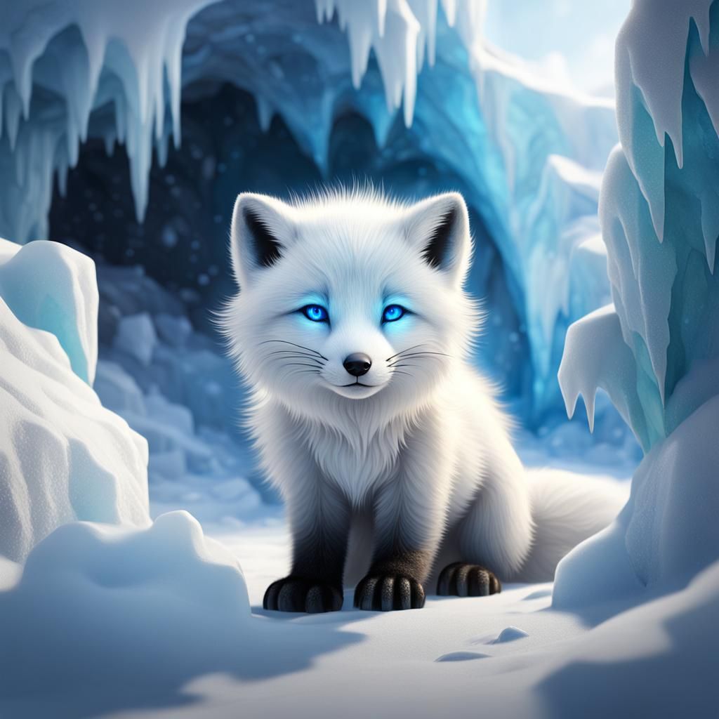 Arctic Fox in Snow Cave: Fantasy Concept Art