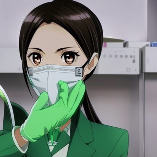 Female Dentist in Anime Style with Mask