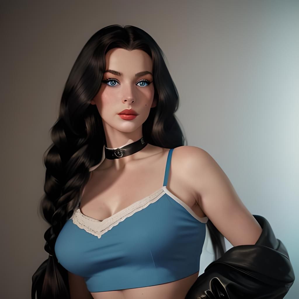 1950s Pinup Model with Blue Hair, Hyperrealistic Photo