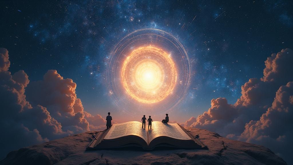 Cosmic Sky with Golden Light, Dark Fantasy Style