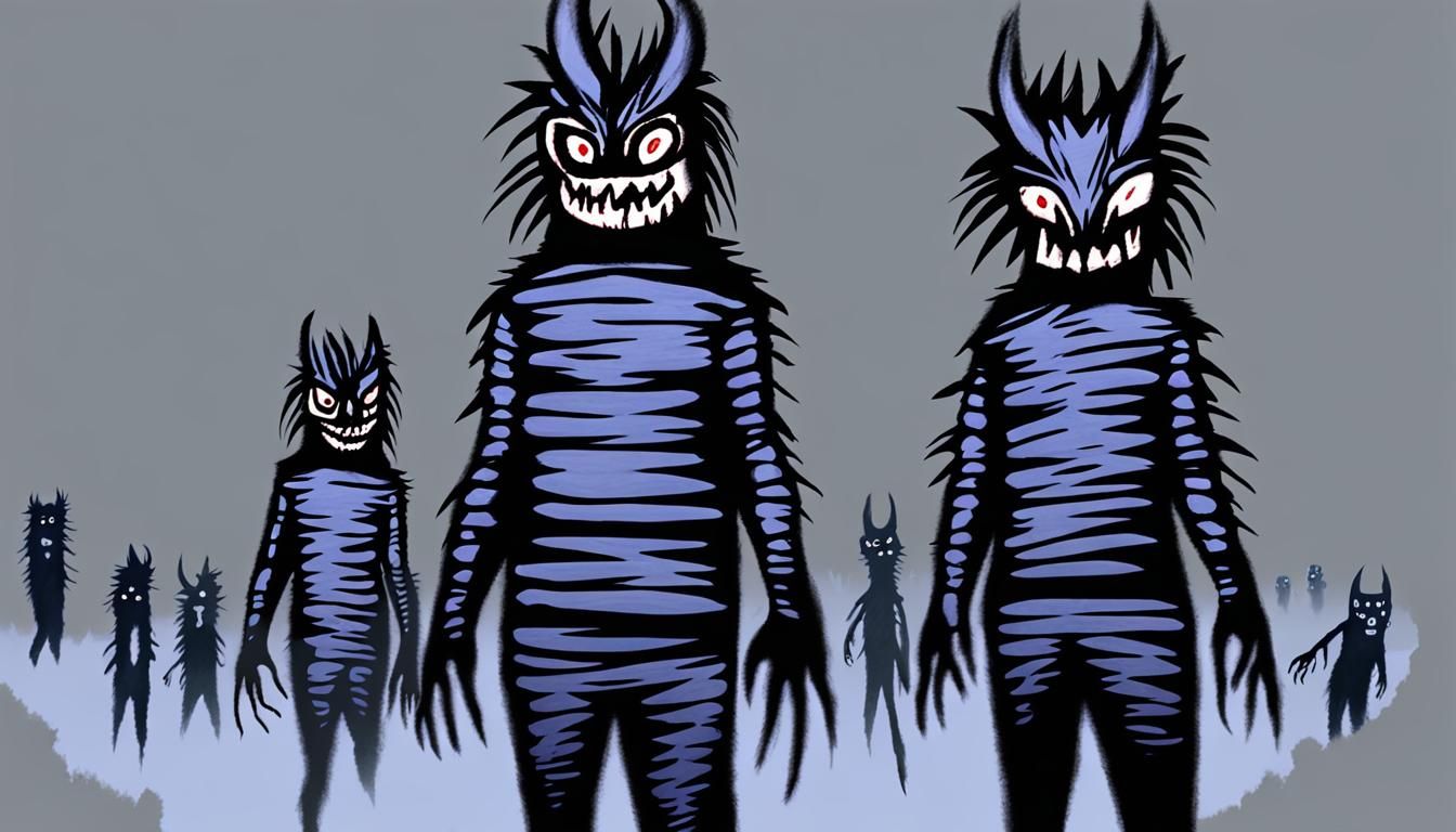 Sinister TV Creature Emerges in Fog, Charcoal Style