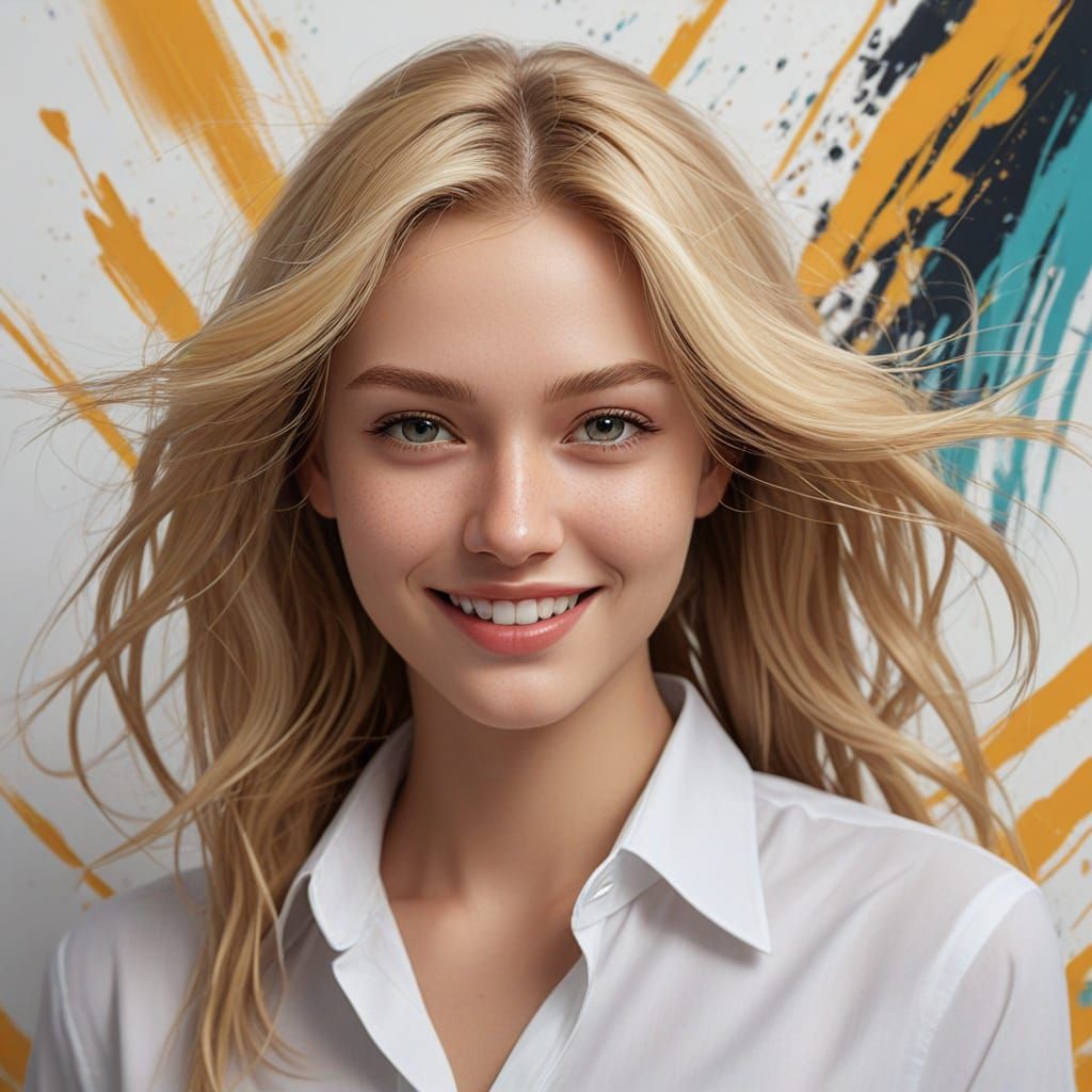 Abstract Expressionist Portrait of a Blonde Woman