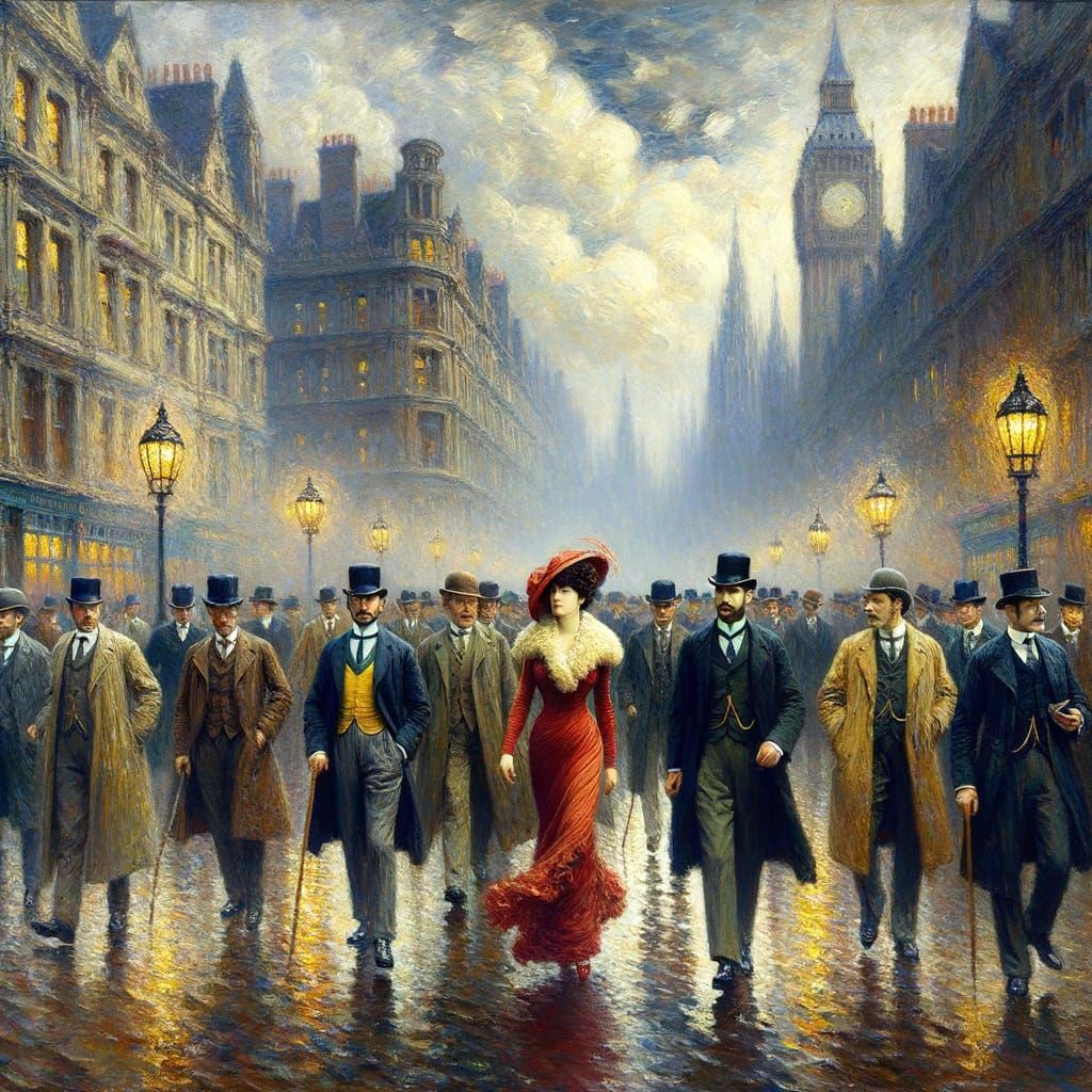 Victorian London in Impasto Style