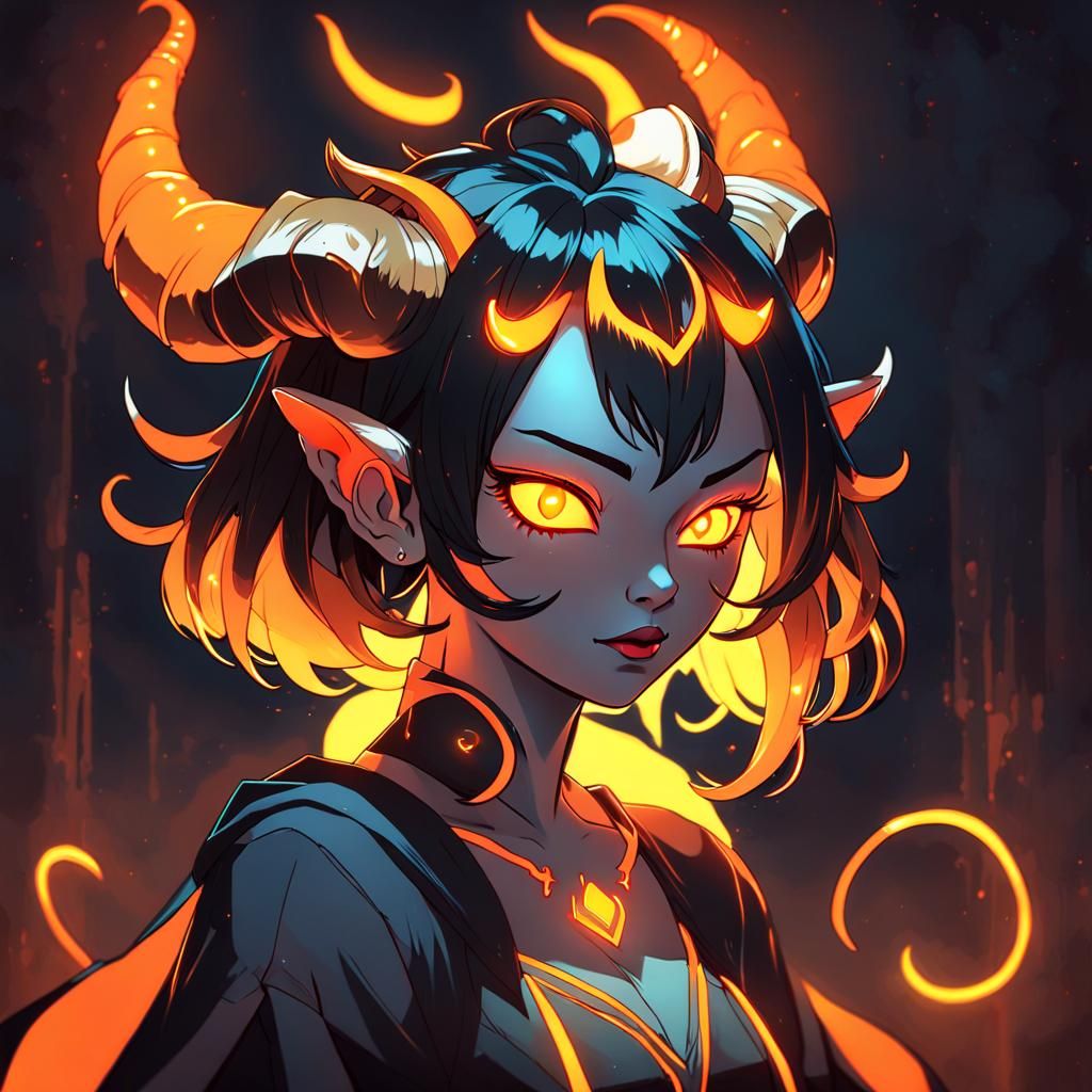 Neon Demon Girl Portrait in Anime Style