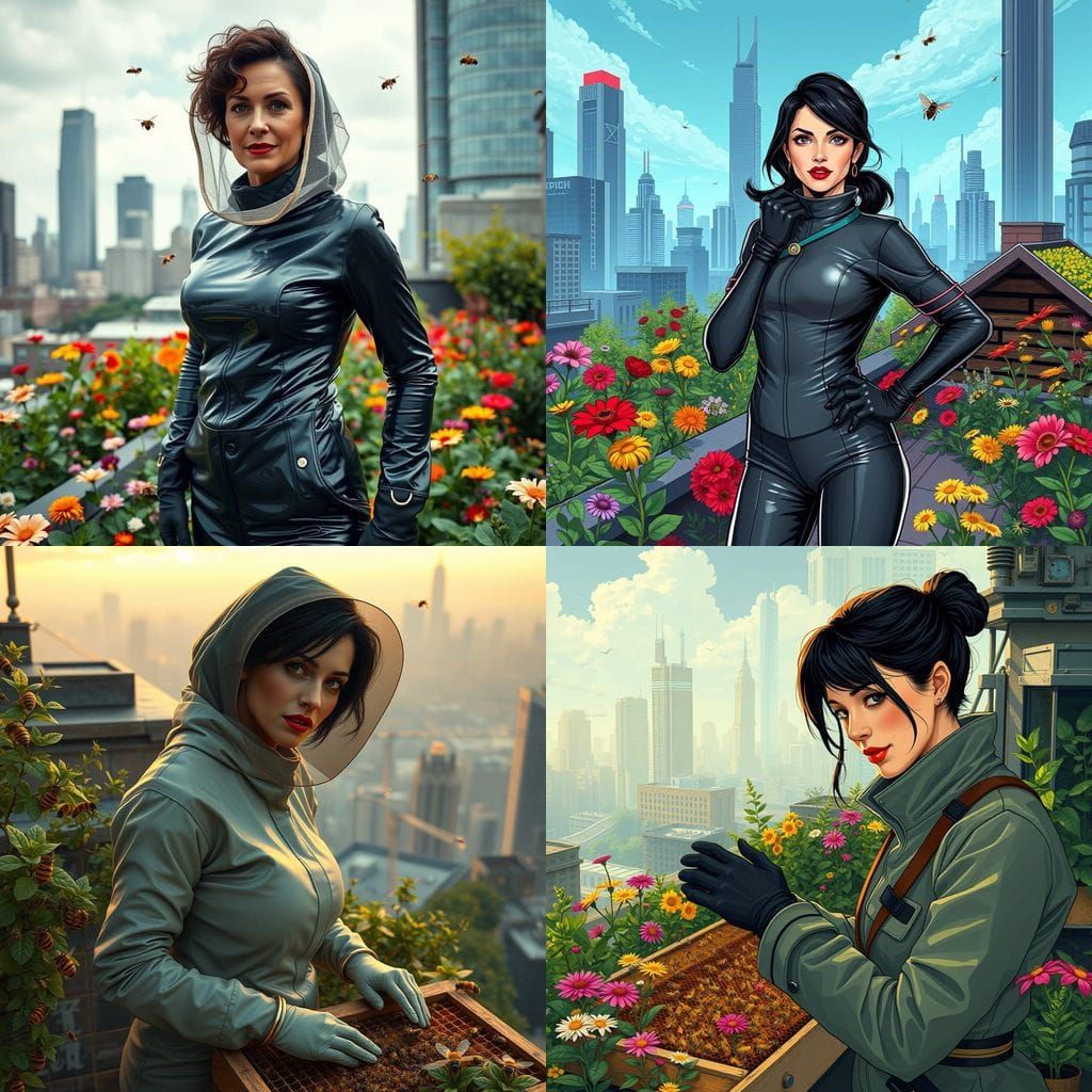 Cyberpunk Beekeeper Saves Bees on Rooftop